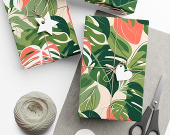 Botanical wrapping paper, wrapping paper christmas, gifte wrapping paper, floral gift wrap, gift for her, wedding gift, baby shower gift