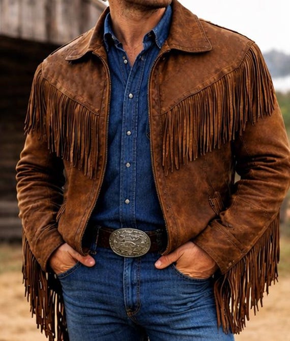 ジャケット・アウター vintage western design tailored jacket Men's Vintage Fringe Leather Western Jacket Handmade Cowboy Rodeo