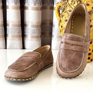 Handmade Leather Grounding Moccasins: Women&#39;s Barefoot Comfort Shoes