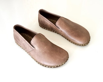 Handmade Leather Grounding Moccasins: Barefoot Zero Drop Shoes Vision Color