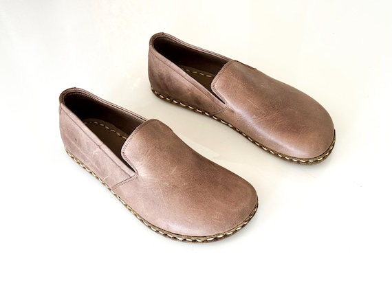 Handmade Leather Grounding Moccasins: Barefoot Zero Drop Shoes Vision Color