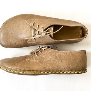 Handmade Leather Grounding Shoes: Barefoot Oxford with Copper
