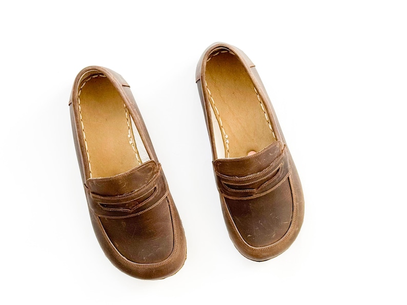 Handmade Grounding Shoe Women, Genuine Leather Shoes, Copper Rivet, Barefoot Style, Bitter Brown image 4