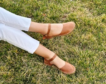 Handgemaakte leren aardingssandalen: barefoot-aardingsschoenen voor dames