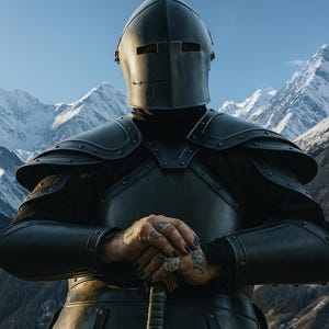 Barbuta Knight Armor | Black Full Body Barbuta Armor Suit | Gothic Medieval Knight Armor | Full Mild Steel LARP Cosplay Costume for Hallowee