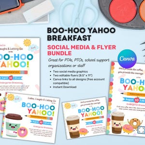 Boo Hoo Yahoo Frukostflygblad: Redigerbara PTA/PTO-mallar (Canva PDF-nedladdning)