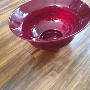 Vintage Anchor Hocking Ruby Red Hand Blown Lg. Centerpiece Footed Glass Bowl 11"