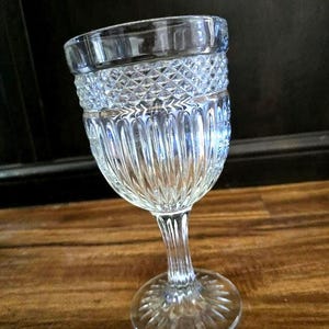 Vintage Libbey Glass Company Radiant Clear Glass Stemmed Water, Tea Goblet Disc. Set 3