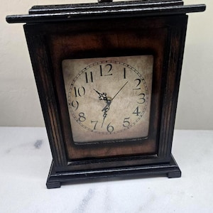 Chronicle Rectangular Rosewood Brown Working Table Clock Vintage Fleour-de-lis