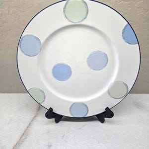 Vintage Noritake Java Blue 7997 Dinner Plate Durable Scatter Polka dots  11"