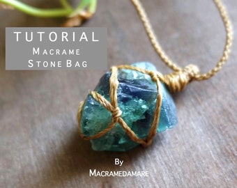 Tutorial n2  Macrame Stone Holder  /   Macrame bag stone/ Macrame wrapping Tutorial