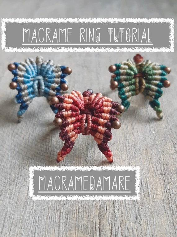 Macrame Butterfly Rings, Macrame Ring, Macrame Rings, Macrame