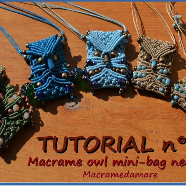Tutorial n 6 Macrame owl mini-bag necklace /Micro-macrame pendant.
