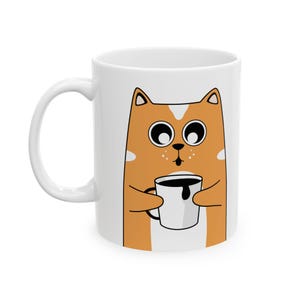 Funny Ceramic Mug - Perfect Gift for Cat Lovers, Coffee Lovers, Cute Animal Mug, Birthday Gifts, Home Decor