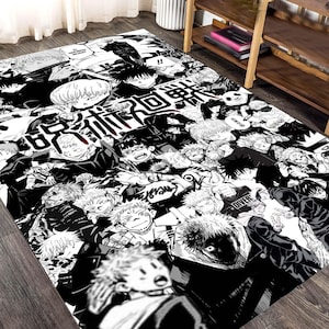 Anime Rug, Manga Rug, Japanese Cartoon Rug, Black White Anime Rug