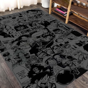 Anime Style Rug: Manga Comic Hero Theme, Otaku Room Decor