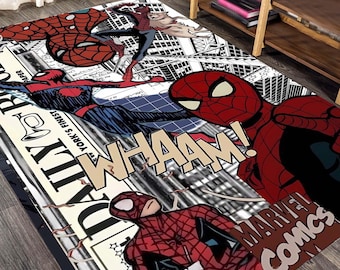 スパイダーマンラグ、コミックブックスタイルのカーペット、マーベル
