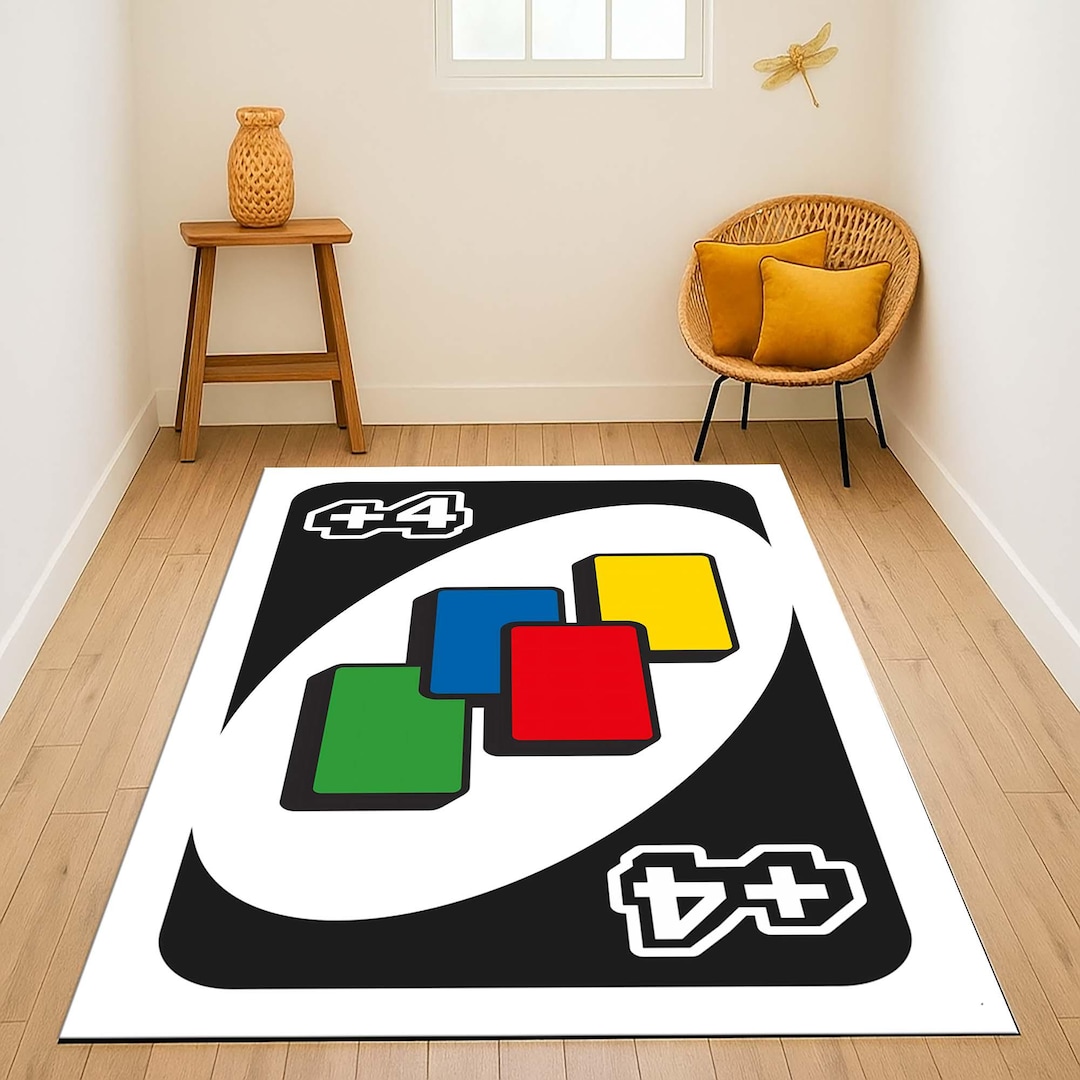 Uno Skin Rug Uno Inspired Rug, Colorful Gamer Room Decor, Kids Playroom Mat - Etsy