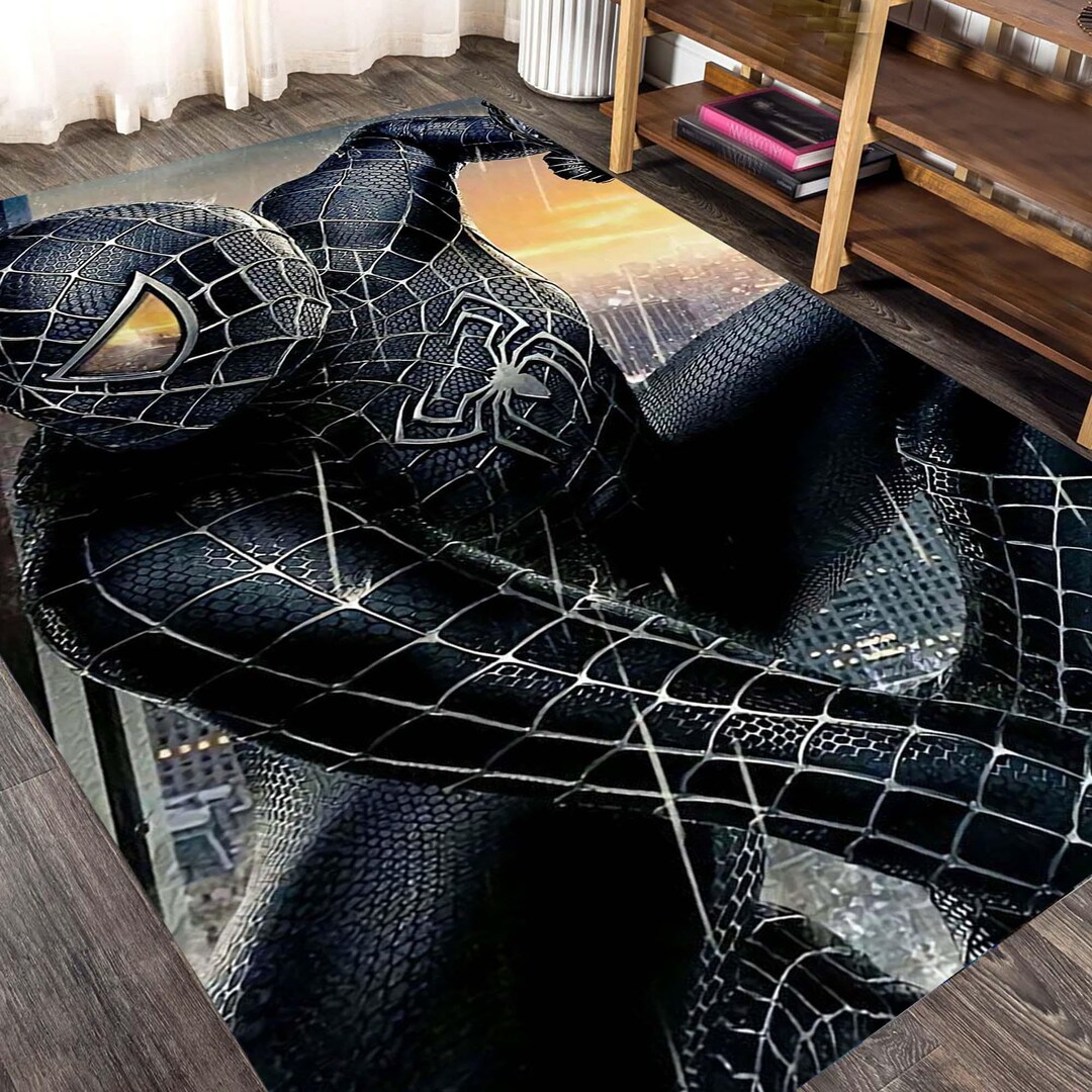 Black Spider Man Rug, Symbiote Spider Man Carpet, Venom Style Superhero ...