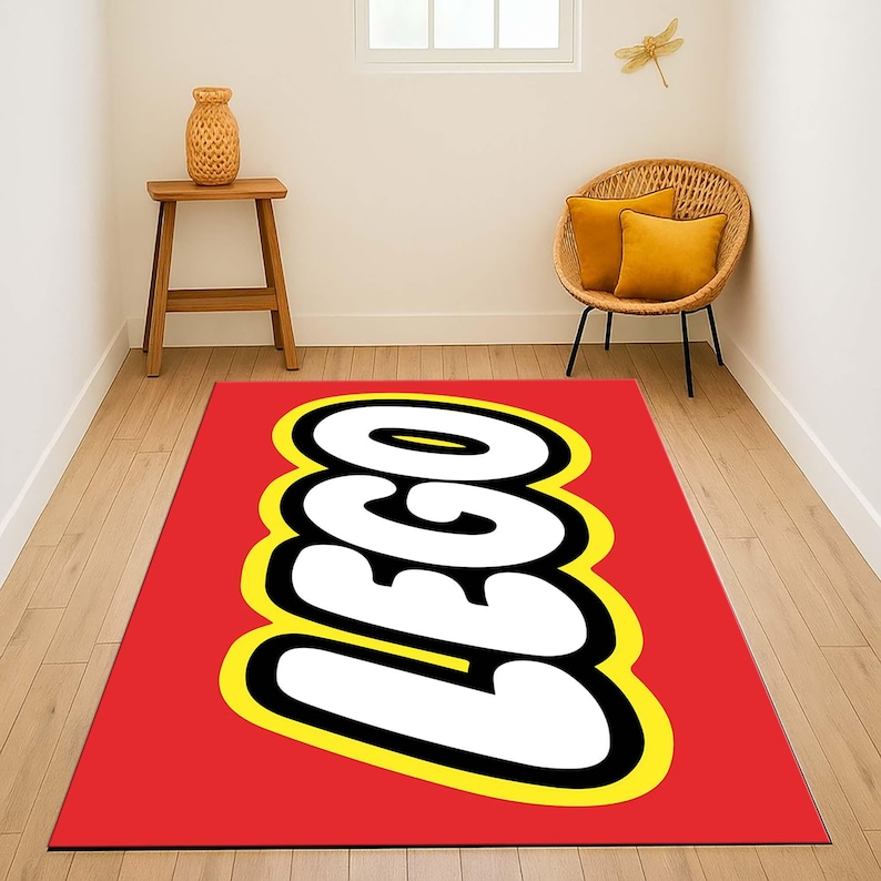 Red Lego Rug Building Blocks Rug, Playful Rug, Kids Room Decor, Toy Theme, Fun ...