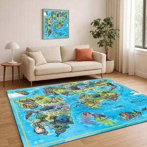 Game Map Rug, Anime Nerd Decor Gift Rug, Anime Map Home Decor Carpet, Gift For Anime Lovers, Anime Inspired Fan Rug, Manga Japanese Rug