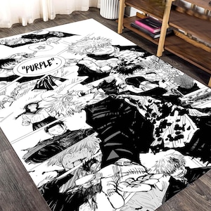 Manga Panel Rug, Anime Comic Rug, Black White Anime Rug, Japanese Manga Carpet, Otaku Room Decor, Anime Inspired Rug