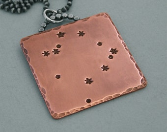 Constellation Necklace - Ophiuchus - Hand Stamped Copper and Sterling Silver Chain