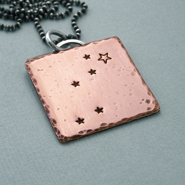 Constellation Necklace - Lyra - Hand Stamped Copper and Sterling Silver