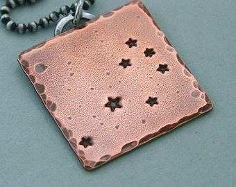 Seven Sisters Constellation Necklace - The Pleiades - Hand Stamped Copper and Sterling Silver