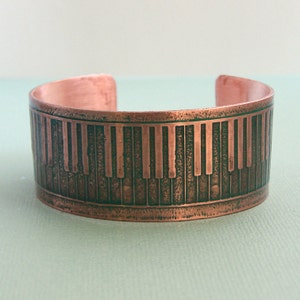 Tickle the 88 - Etched Copper Piano Keyboard Cuff Bracelet