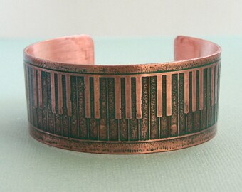 Tickle the 88 - Etched Copper Piano Keyboard Cuff Bracelet
