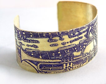 Etched Brass Cuff Bracelet - Memphis Town