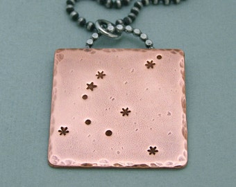 Aquila Constellation Necklace - The Eagle - Hand Stamped Copper and Sterling Silver