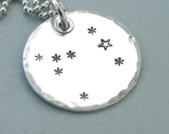 Canis Major - Hand Stamped Constellation Necklace - Sterling Silver