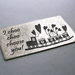Geätzte Metall Wallet Card - Valentinstag - ich Choo Choo wählen Sie! -Engagement - Hochzeit - Accessoires