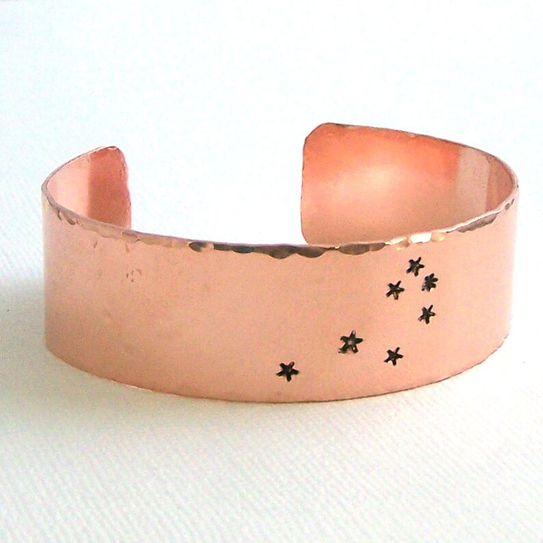 Seven Sisters Constellation Cuff Bracelet The Pleiades Hand Stamped Copper image 1