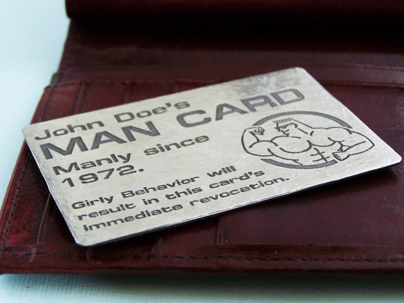 Man Card Etched Metal Wallet Card Carta uomo personalizzata per uomini virili immagine 1