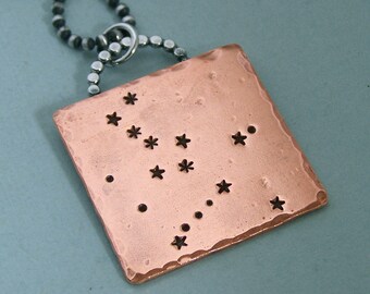 Constellation Necklace - Hercules - Hand Stamped Copper and Sterling Silver