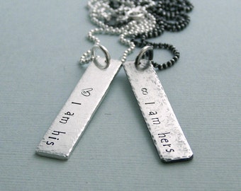 Wedding Vow Necklaces - His and Hers - Hand Stamped Sterling Silver - Wedding Vow Couples Jewelry