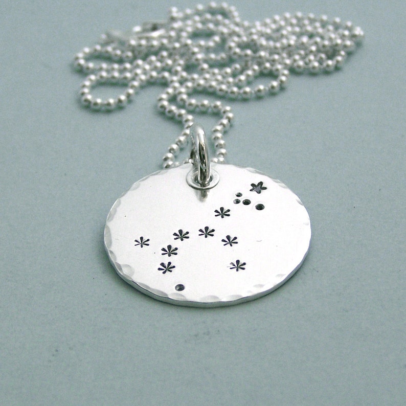 Monoceros Unicorn Constellation Necklace Hand Stamped Sterling Silver image 3