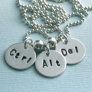 Does Not Compute - Ctrl-Alt-Del - Hand Stamped Sterling Silver Necklace