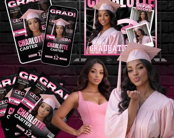 卒業式用背景幕、卒業式招待状テンプレート、卒業式チラシ（Canvaテンプレート、デジタルダウンロード）