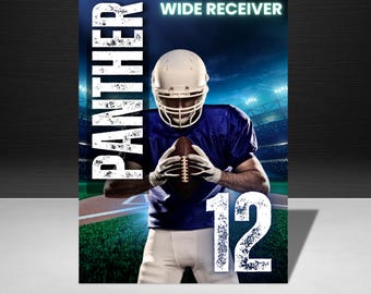 フットボールの背景 Canva テンプレート: シニア スポーツ ポスター、チーム バナー (デジタル ダウンロード)