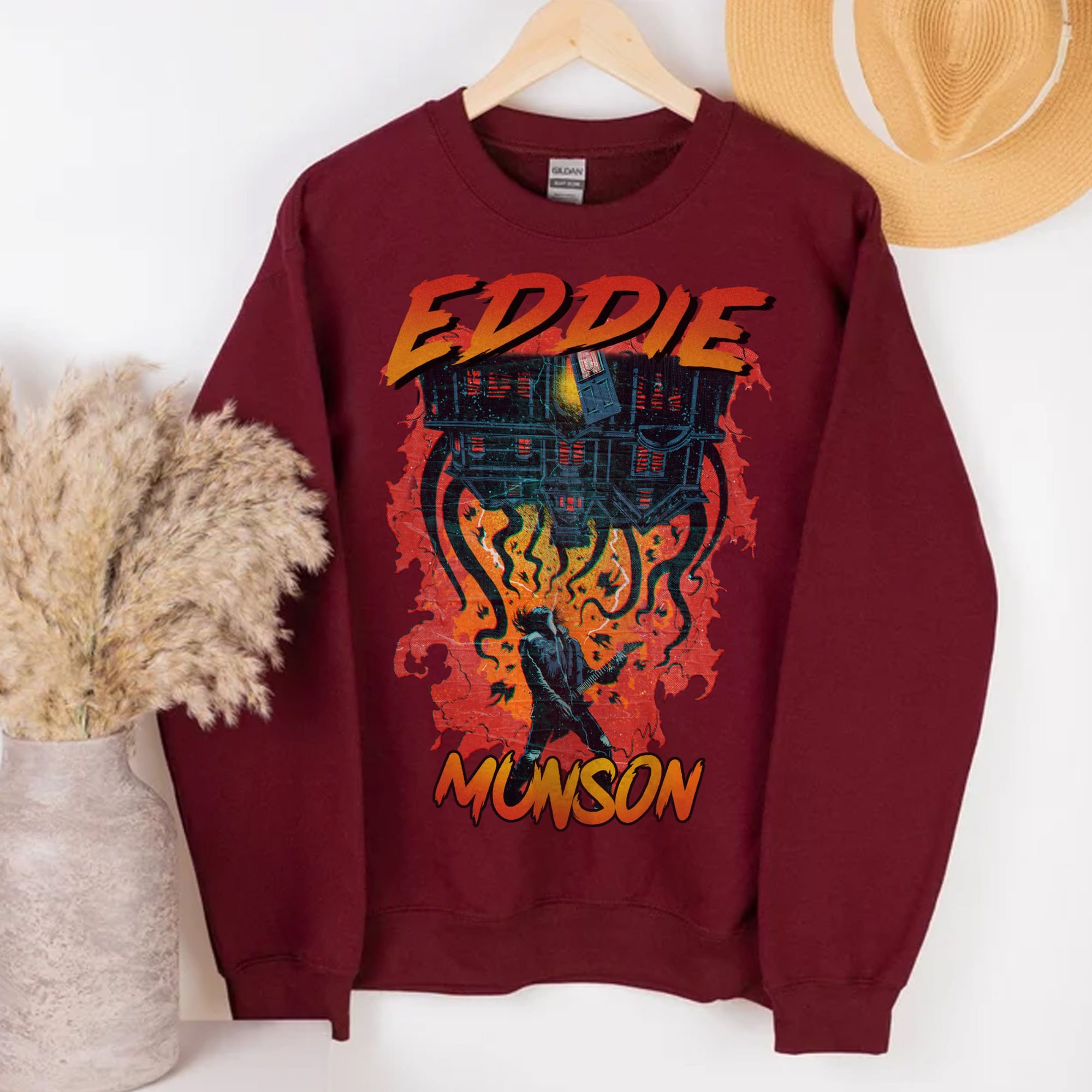 Discover Eddie Munson Playing Guitar Vintage Shirt, Eddie Munson The Piggyback Shirt