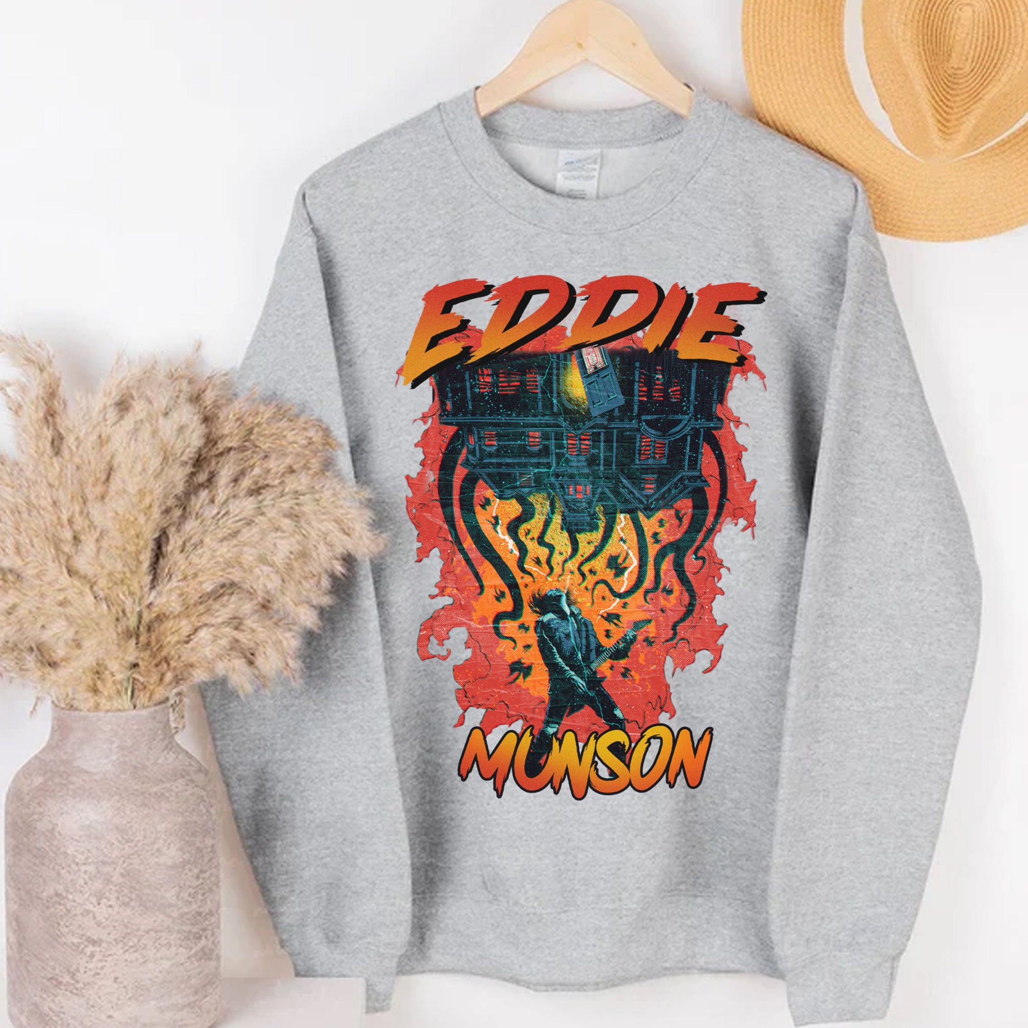 Discover Eddie Munson Playing Guitar Vintage Shirt, Eddie Munson The Piggyback Shirt