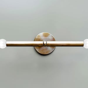 2-Arm Brass Wall Sconce: Mid-Century Modern Bathroom Vanity Light