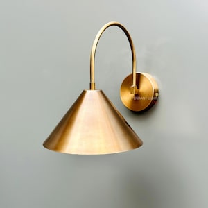 Handmade Brass Wall Sconce: Mid-Century Modern Cone Light