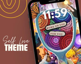 Tapeta na telefon „Miłość do siebie”: inspirujący kolaż mozaikowy (do pobrania w wersji cyfrowej)