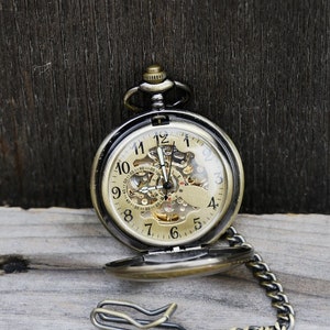 Personalized Brass Pocket Watch Personalized for Groom, Groomsmen, Father of the Bride Gift,Custom Engraved Pocket Watch,Mechanical  Watch