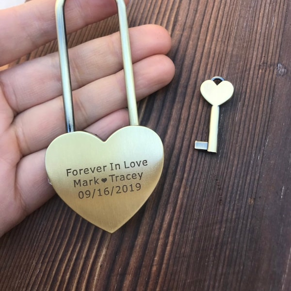 Love Lock, Heart Lock, Custom Lock, Brass Heart Love Padlock With Key, Engraved Lock Lock, Gold Padlock, Personalized Padlock